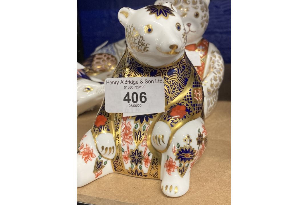 Royal Crown Derby paperweights, teddy bear with red bow, polar bear, seated bear, signed Cheryl - Image 2 of 3