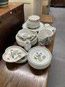 20th cent. Ceramics: Portmeirion Botanic Garden planter, trumpet vase, baluster vase, soup plates