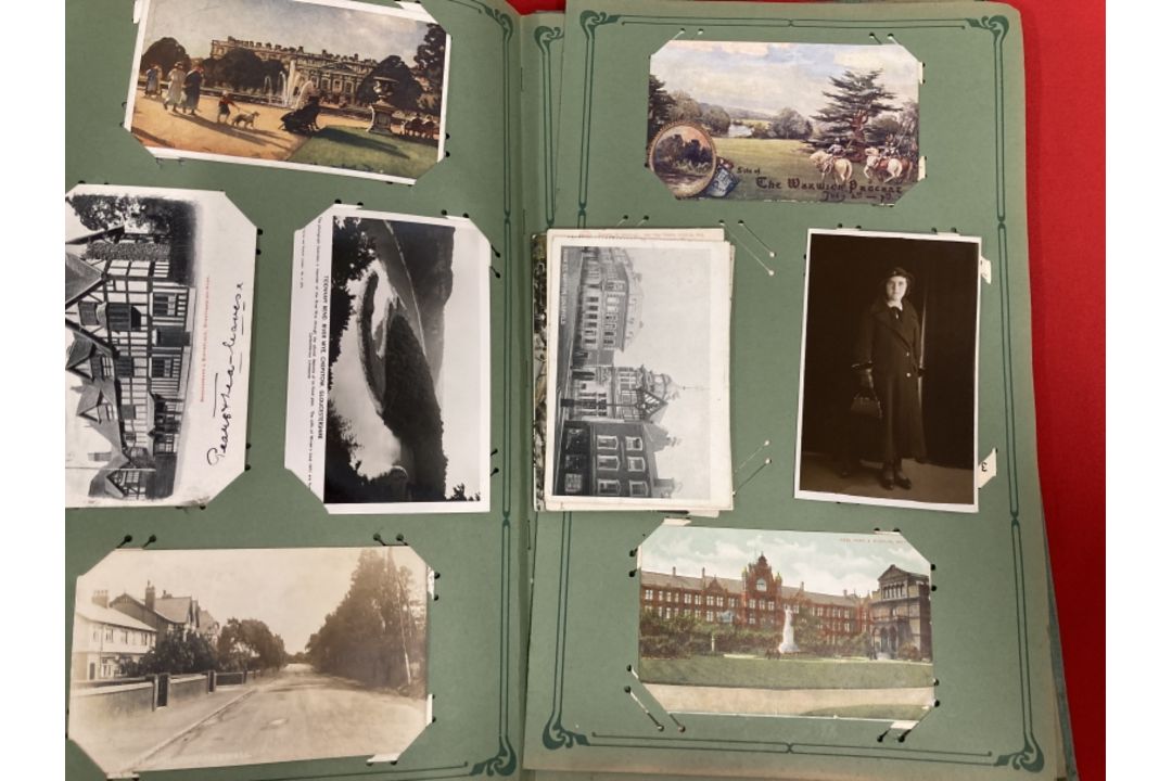 Postcards: Two albums, the first late 19th/early 20th cent. album with Japanned front and back - Image 6 of 6