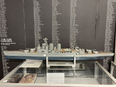 Models: Treen battery powered pond model of H.M.S. Hood. 54ins.