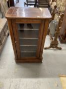 19th cent. Inlaid mahogany music cabinet with glazed door to front. 20½ins. x 13½ins.