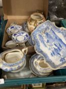 Ceramics: Mixed lot to include 19th cent. and later Ironstone, Meissen blue and white bowl A/F, blue