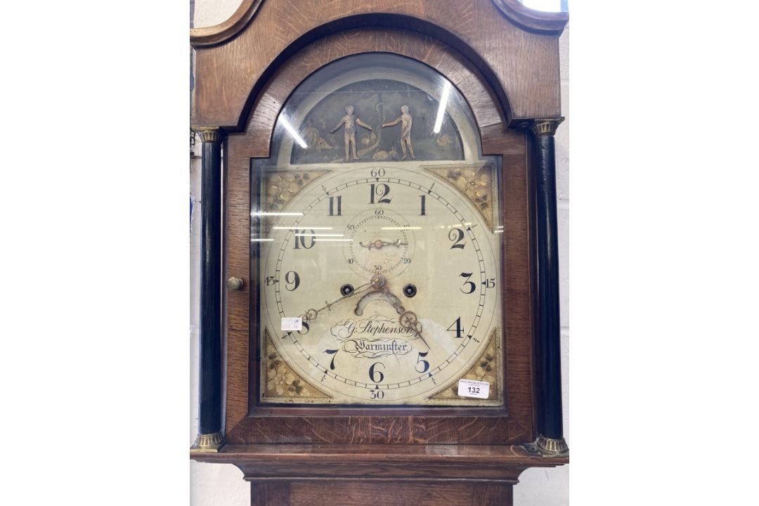 Clocks: 19th cent. Oak Wiltshire 8 day longcase clock, the 17½ins. arch dial with Adam and Eve - Image 2 of 2