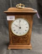 Clocks: 20th cent. Knight & Gibbons mechanical hardwood case signed white enamel dial with Roman