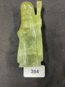 20th cent. Chinese green jadeite carved Immortal figurine, height 4¼ins.