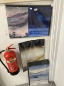 English School: 20th cent. Oil on canvas estuary scene, unsigned. 30ins. x 24ins. Plus four Linda