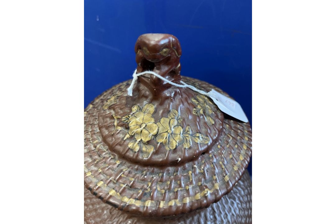 Late 19th/early 20th cent. Chinese lacquer wedding basket, plus a faux wickerwork example with - Image 3 of 4