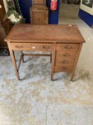 Edwardian mahogany desk the top with leather skiver and satinwood cross banding above a single