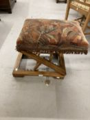 Late 19th cent. Mahogany double ratchet gout stool with carpet upholstered top, stamped 131. Max
