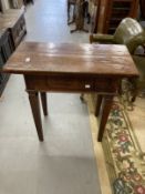 Continental one drawer side table on square tapered legs. 31½ins. x 16ins. x 31ins.