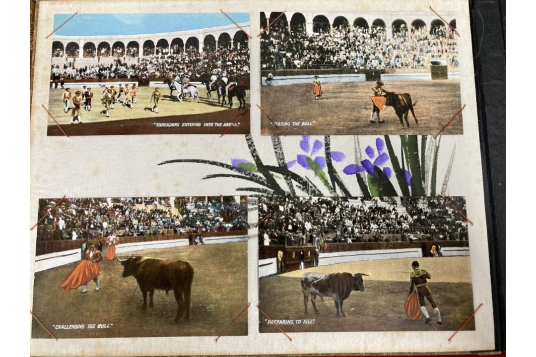 Postcards: Two albums, the first late 19th/early 20th cent. album with Japanned front and back - Image 3 of 6