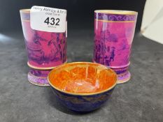 Ceramics: Early 19th cent. Spode spill vases, a pair, both decorated in the musicians pattern with a