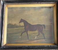 19th cent. English Primitive School: W.M. Fellowes Chestnut Horse Trotting, signed bottom right W.