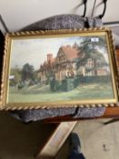 Harry Sutton Palmer: Watercolour, timber framed manor house and garden, signed lower left, framed