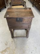 18th cent. Oak bible box on bobbin turned peg jointed stand. 21½ins. x 30ins. x 15ins.
