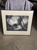 Frank Brangyn (1867-1956): Etching, Windmill at Dixmuden, signed, framed and glazed. 21½ins. x 29½