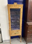 Early 20th cent. Satinwood painted display cabinet glass door and shelves on square tapering legs