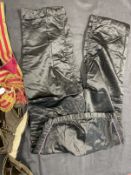 19th cent. Ceramics: Black satin pantaloons buckle fastener to legs, red and gold sash and an