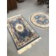 Carpets & Rugs: Chinese hand washed circular rug, blue ground with a central panel depicting - Image 5 of 5