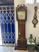 Clocks: 19th cent. Oak Wiltshire 8 day longcase clock, the 17½ins. arch dial with Adam and Eve