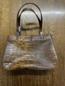 Fashion/Handbags: Kurt Geiger brown skin handbag, brown suede lining, zip compartment, gilt label to