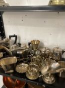 20th cent. Electroplate Art Deco four piece tea set with ebony handle, Hastings plate tea set,