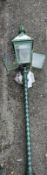 Railwayania: 20th cent. Station lantern spiral cast iron support with aluminium lamp. Ex-property of