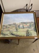 20th cent. Oil on canvas landscape with cottages, signed M. Boudier 78. 17ins. x 24ins.