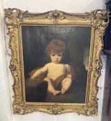 18th cent. British School: Oil on canvas in the manner of Joshua Reynolds, infant Jupiter seated