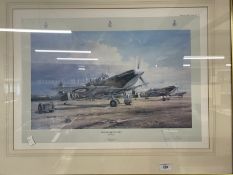 Prints: Eagle Squadron Scramble by Robert Taylor signed by pilot Col. James Goodson. 24ins. x