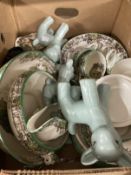 20th cent. Ceramics: Crested ware, quantity of assorted vases, shoe, cheese dish, rabbit City of