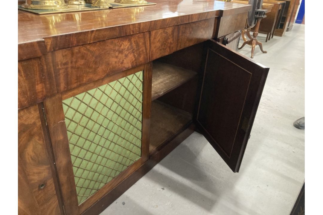 William IV mahogany break front sideboard, the top with arched gallery above four drawers, two - Image 3 of 5