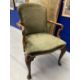 Early 20th cent. Queen Anne style elbow chair shepherd's crook open arms on cabriole legs, carved - Image 1 of 3