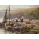 Walter Stuart Lloyd (1845-1959): Watercolour on paper, river landscape with figures and boats, - Image 2 of 4