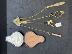 Corkscrews/Wine Collectibles: Silver, gilt and gold Chatelaine, the gold section tests 18ct. gold