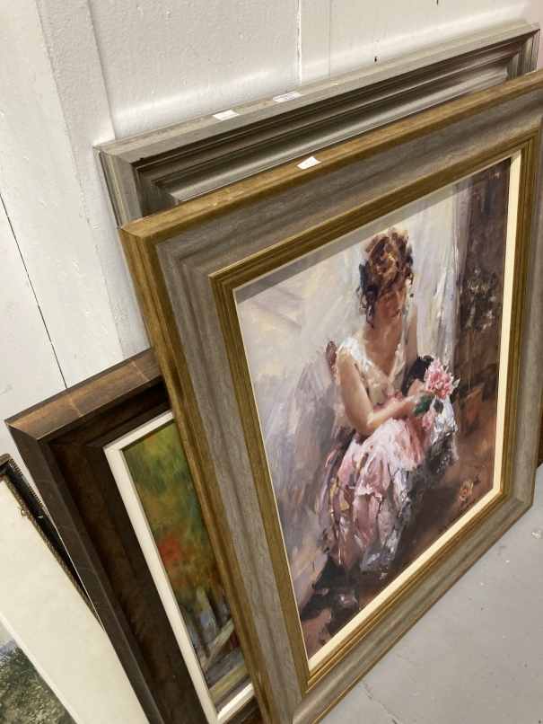 E. Jarvis: 20th cent. Print on board 'The Blue Gown', another of a young girl seated, both 3ins. x
