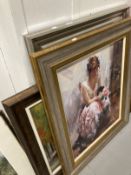 E. Jarvis: 20th cent. Print on board 'The Blue Gown', another of a young girl seated, both 3ins. x