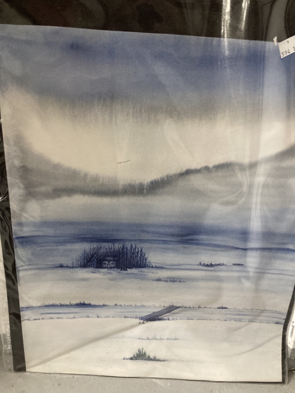 English School: 20th cent. Oil on canvas estuary scene, unsigned. 30ins. x 24ins. Plus four Linda - Image 5 of 5