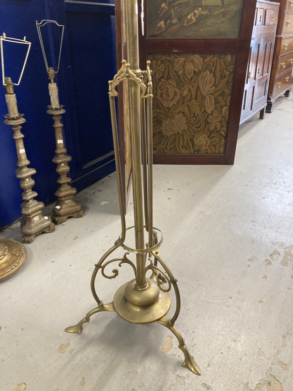 Aesthetic brass adjustable standard lamp on three cabriole lags stamped to base Hinks & Son No. - Image 2 of 3