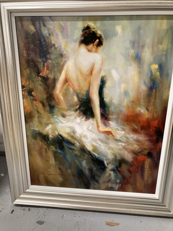 E. Jarvis: 20th cent. Print on board 'The Blue Gown', another of a young girl seated, both 3ins. x - Image 4 of 4