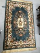 Carpets & Rugs: Chinese hand washed green ground with floral decoration in pinks, browns, greens and