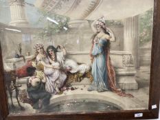 Prints: Art Deco classical photogravure print of Diana Coomers 'Hours of Leisure' published by