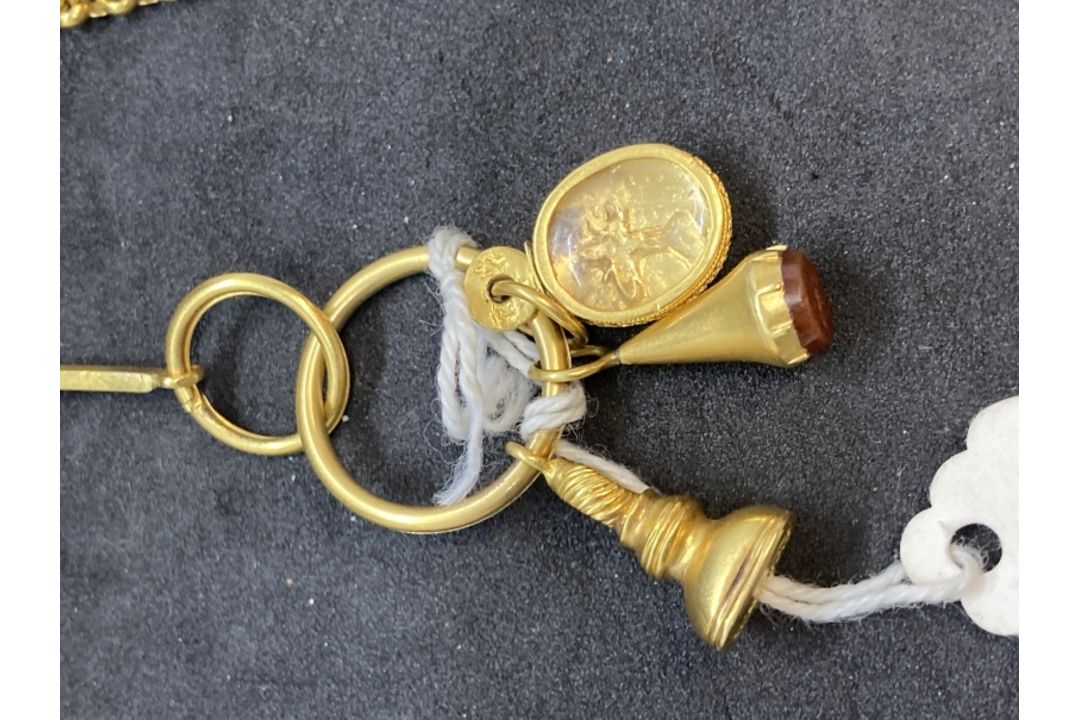 Corkscrews/Wine Collectibles: Silver, gilt and gold Chatelaine, the gold section tests 18ct. gold - Image 3 of 9