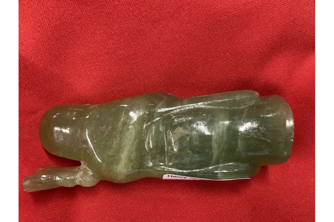 20th cent. Chinese green jadeite carved Immortal figurine, height 4¼ins. - Image 2 of 2
