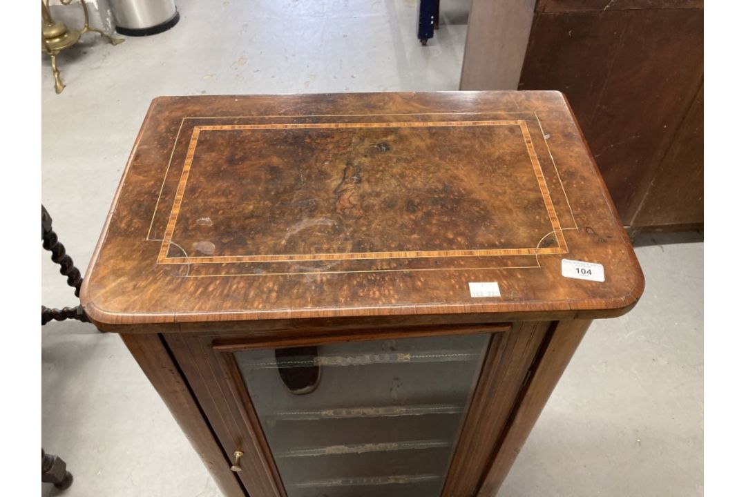 19th cent. Inlaid mahogany music cabinet with glazed door to front. 20½ins. x 13½ins. - Image 3 of 3