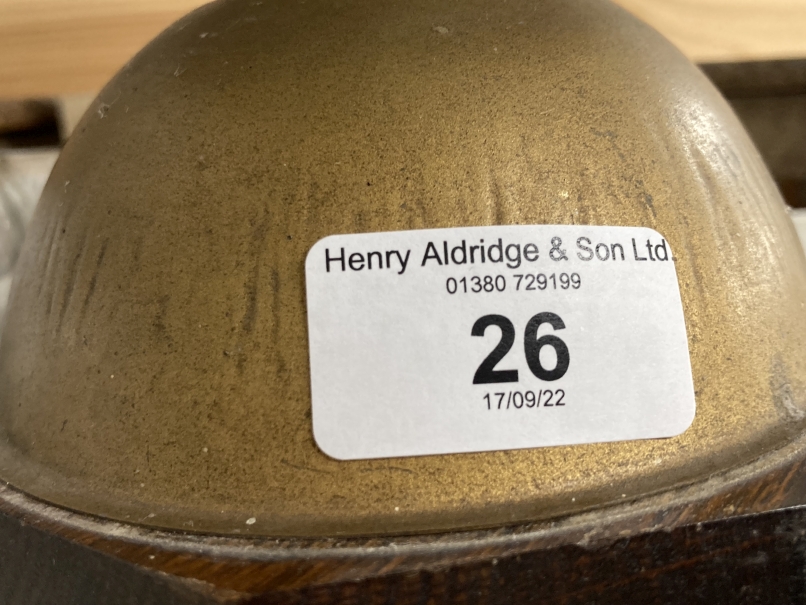 19th cent. Metalware: Copper pot with cast iron lid and handle, scuttle, copper kettle, a pair of - Image 5 of 7