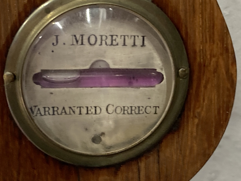 Scientific Instruments: 19th cent. Rosewood banjo barometer signed J. Moretti. Dial 8ins. Height - Image 3 of 3