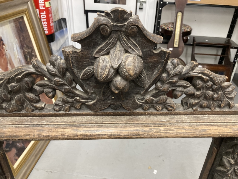 19th cent. Oak heavily carved Gothic fire screen. 28ins. x 40ins. - Image 2 of 2