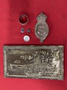 Militaria/Royal Navy: H.M.S. King George V brass bas-relief souvenir. 12ins. H.M.S. Ark Royal mother