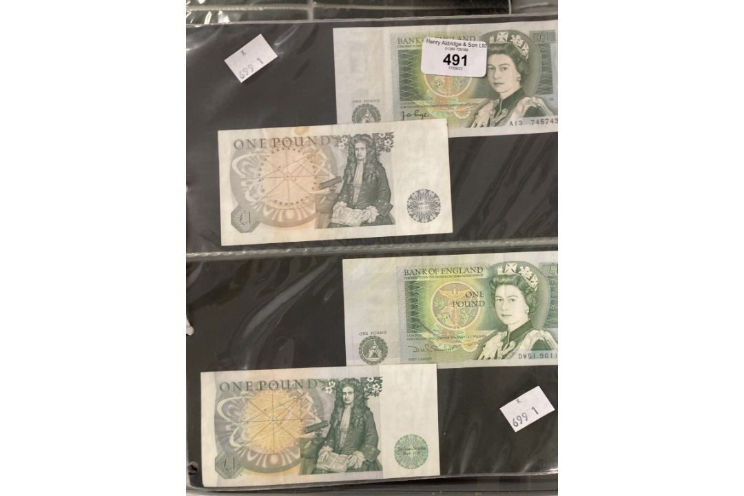 Numismatics: Banknotes GB £1 and £5 notes. Page and Somerset, Isaac Newton £1 notes (4). Lowther - Image 1 of 8
